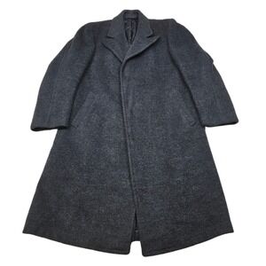 VTG 1940s National Tailoring Overcoat Mens XL 46 Dark Gray THICK Heavy Wool WWII